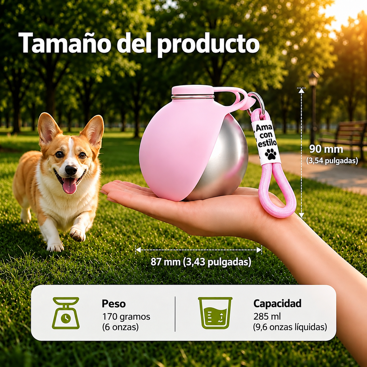 Botella de Agua 2 en 1 para perros - Bebedero Portátil