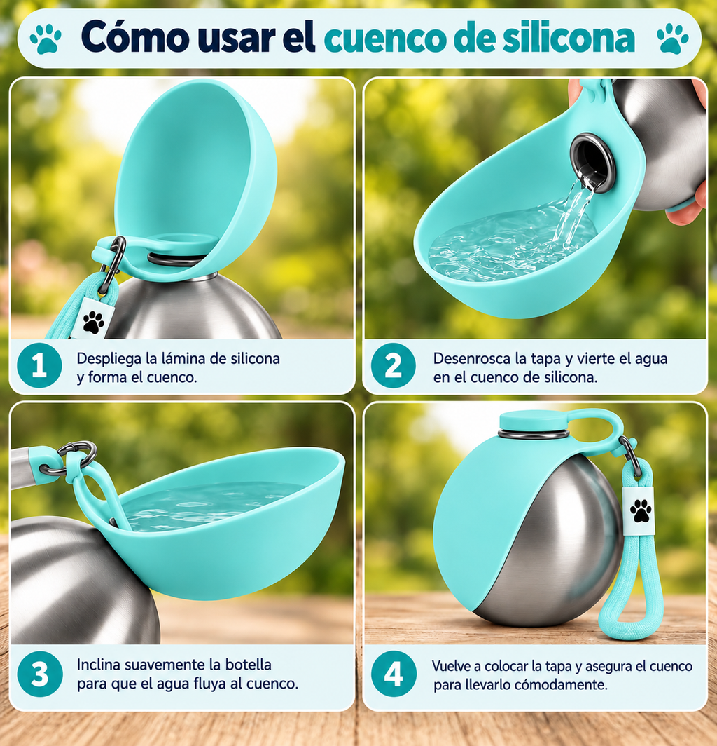Botella de Agua 2 en 1 para perros - Bebedero Portátil