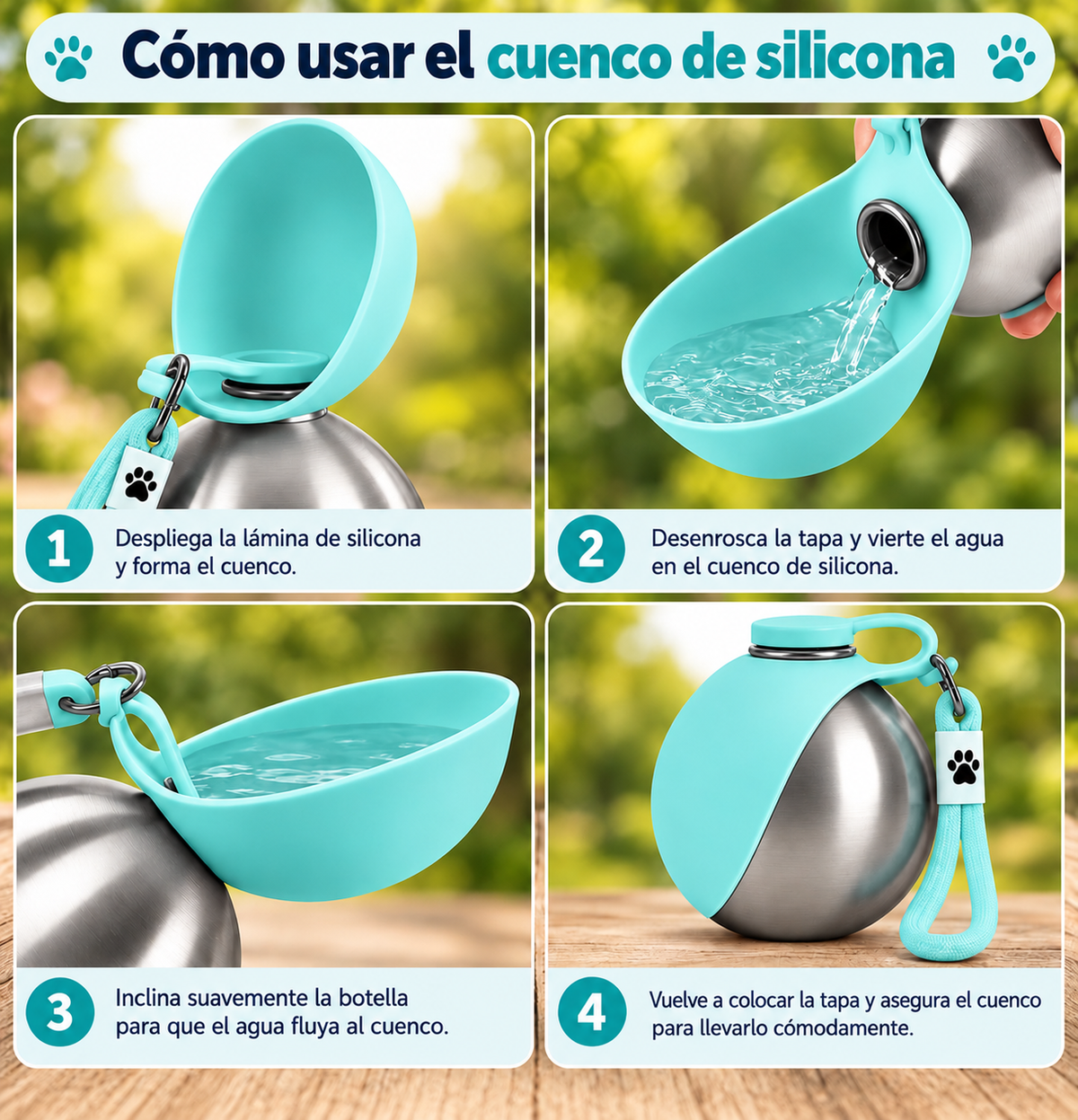 Botella de Agua 2 en 1 para perros - Bebedero Portátil